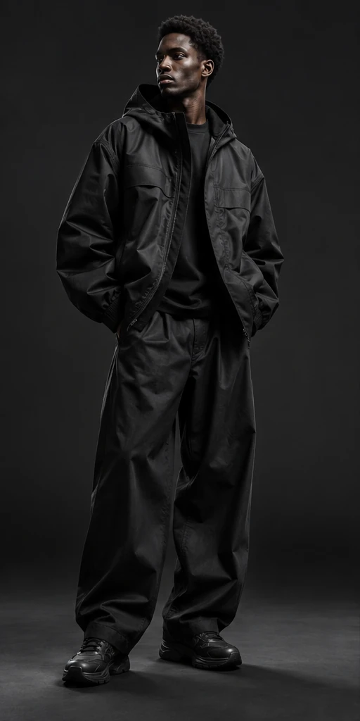 Outfit negro de corte amplio